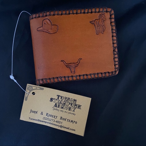 Handmade leather wallet western theme - Picture 2 of 4